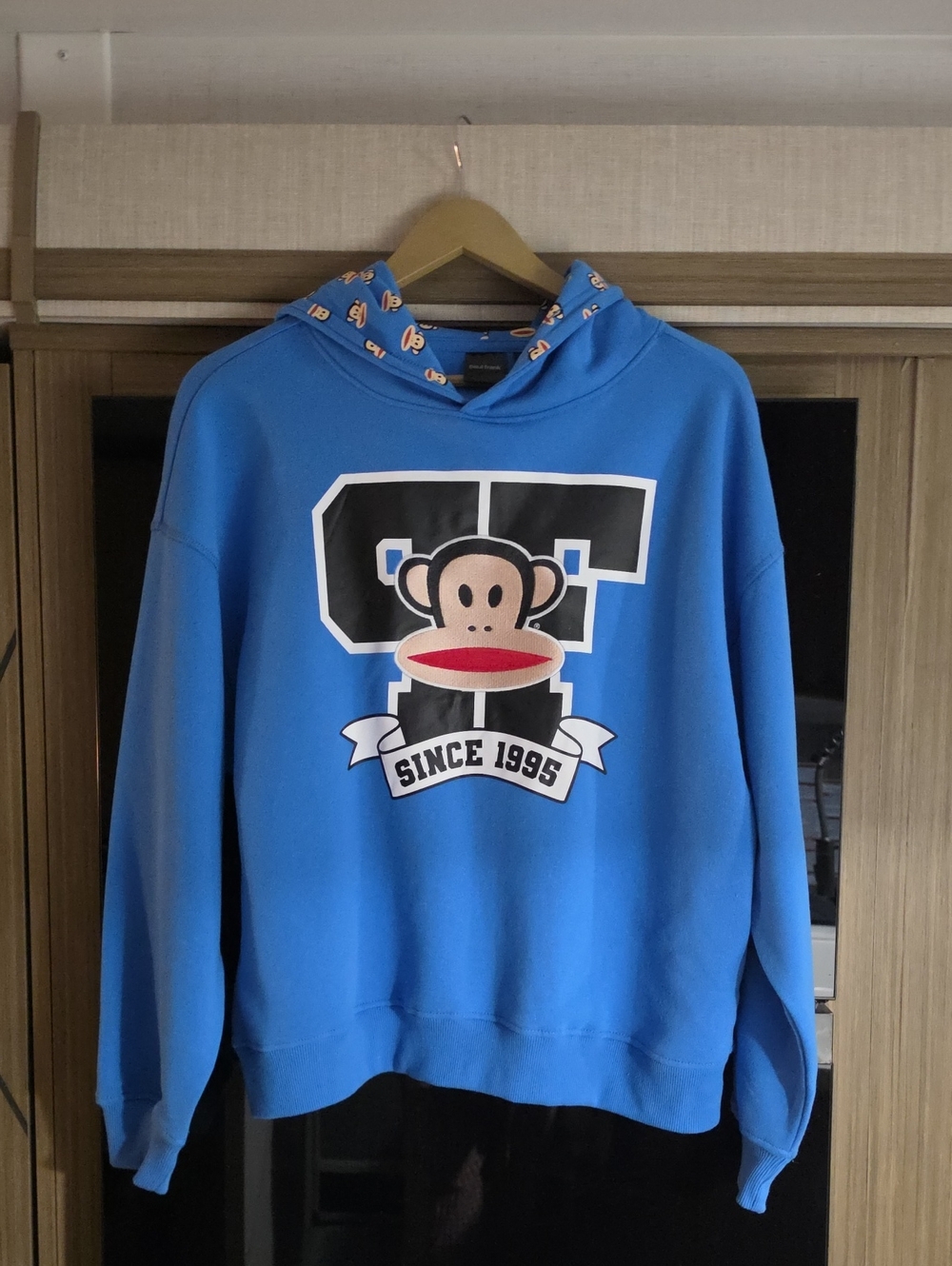 NWOT) BLUE HOODED MONKEY, GRAPHIC PULLOVER SWEATSHIRT, BY PAUL FRANK - Picture 9 of 12
